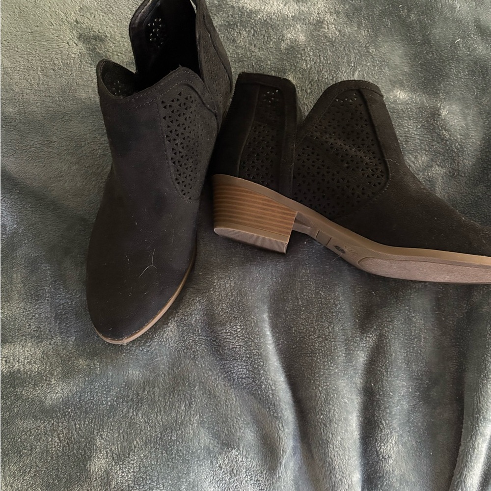 a.n.a Black Perforated Ankle Booties
